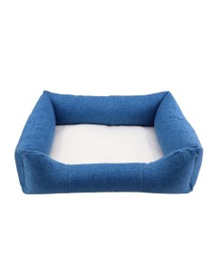 Cama para mascotas lino color azul pequeña