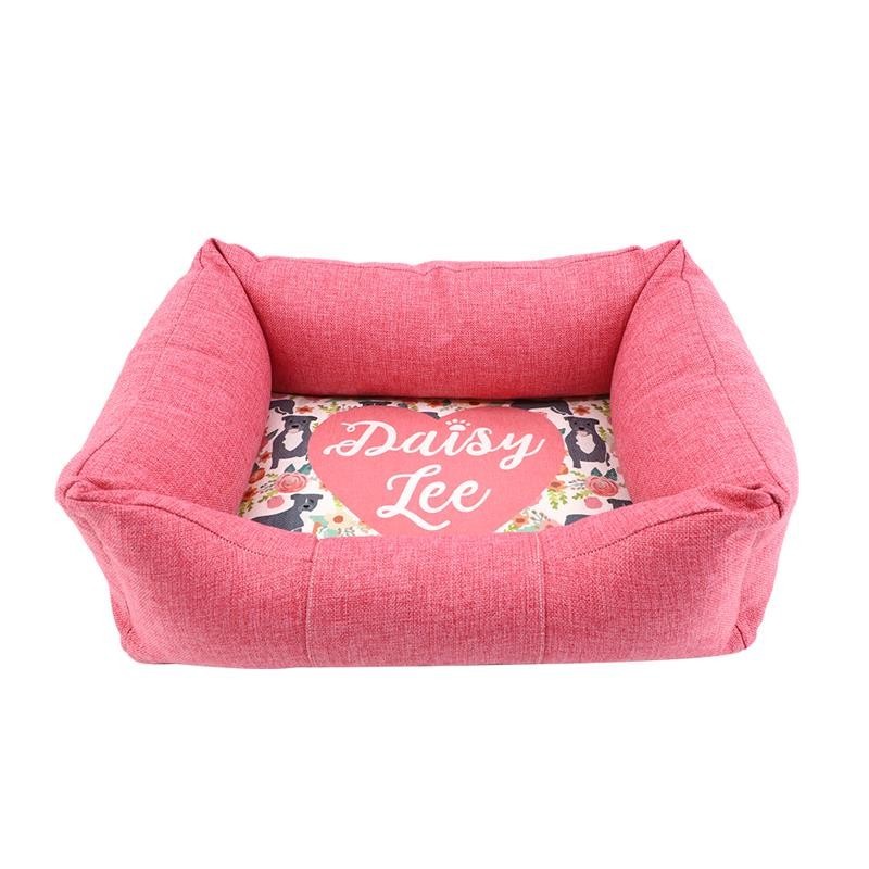 Cama para mascotas lino color rosa pequeña