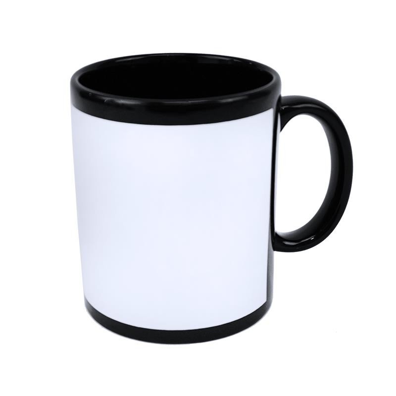 Taza de ceramica negra con ventana blanca + caja