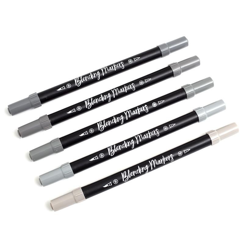 American Crafts Blending Markers 5pz Grey Scale