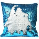 Funda cojin lentejuelas azul 40x40