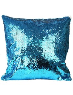 Funda cojin lentejuelas azul 40x40