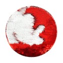 Parche lentejuelas redondo rojo-blanco 15.5 cm