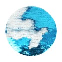 Parche lentejuelas redondo azul-blanco 15.5 cm