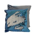 Funda cojín lentejuelas azul 40x40